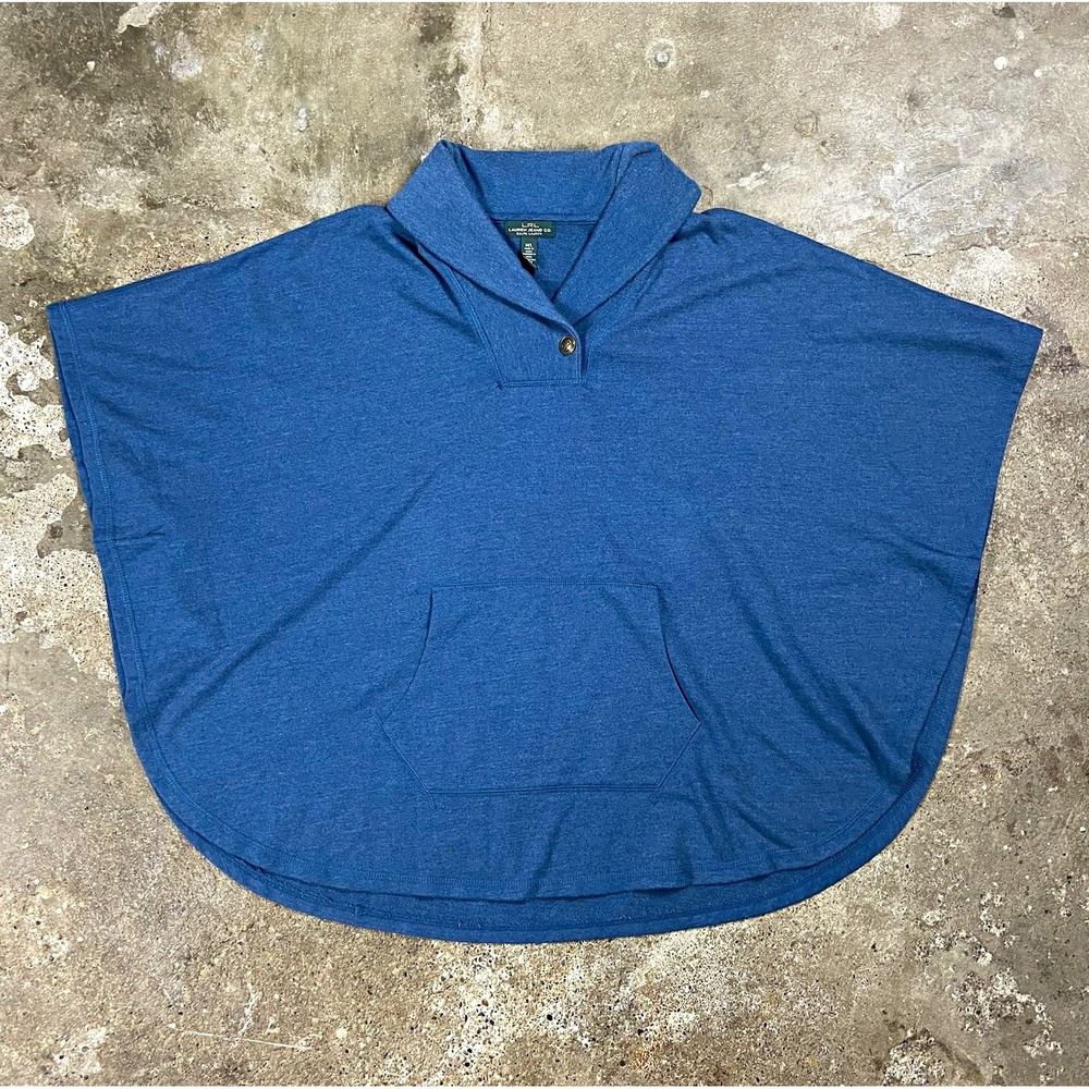 Vintage 90s Lauren Jeans Co Ralph Lauren Poncho Sweatshirt Size M/L Blue Shawl